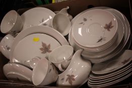 A TRAY OF ROYAL DOULTON TUMBLING LEAVES CHINA