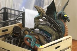 A TRAY OF MODERN DRAGON FIGURES ETC