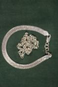 A STERLING SILVER NECKLACE AND BRACELET