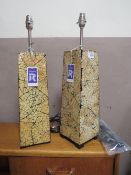 A PAIR OF MODERN 'ROCHAMP' TABLE LAMPS H-57 CM RETAILED BY HARRODS ( NO SHADES )