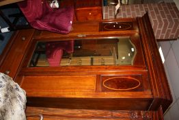 AN EDWARDIAN MAHOGANY INLAID WARDROBE H-207 W-130 CM