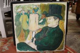 A FRENCH MIXED MEDIA STUDY OF A GENTLEMAN WITH A WALKING CANE