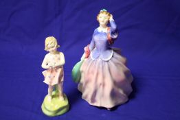 TWO ROYAL DOULTON FIGURES 'HE LOVES ME' HN2041 AND 'BLITHE MORNING' HN2021