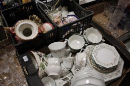A TRAY OF ETERNAL BOW CHINA TOGETHER WITH TWO TRAYS OF ASSORTED CERAMICS TO INCLUDE WADE AND NAO