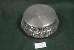 A HALLMARKED SILVER LARGE CUT GLASS VANITY JAR