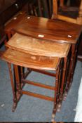 A MAHOGANY NEST OF THREE INLAID TABLES