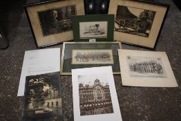 A COLLECTION OF ENGRAVINGS AND PRINTS TOGETHER WITH A CASHES SILK