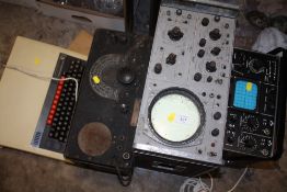 A HP OSCILLOSCOPE, SCOPEX, COMMUNICATOR RECEIVER PUS A MICRO COMPUTER SYSTEM KEYBOARD