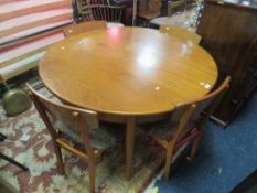 A RETRO TEAK KITCHEN TABLE WITH 4 RETRO MATCHED CHAIRS