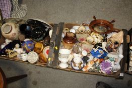 TWO TRAYS OF ASSORTED CERAMICS TO INCLUDE ROYAL WORCESTER, WEDGWOOD ETC