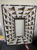 A CONTEMPORARY MARBLE ART DECO STYLE TROMPE L'OEIL FRAME, H 101 cm, W 74 cm