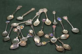 A COLLECTION OF SOUVENIR SPOONS (SOME STAMPED 800)