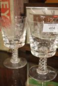A PAIR OF COMMEMORATIVE AIR TWIST STEM DRINKING GLASSES