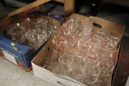 TWO TRAYS OF GLASSWARE TO INCLUDE CUT GLASS