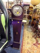 A SMALL OAK CASED GRAND DAUGHTER CLOCK H-122 CM A/F WORM DAMAGE