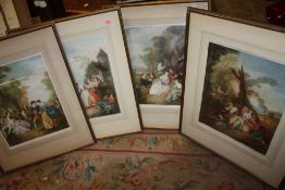 A SET OF FOUR FRAMED GLAZED SIGNED COLOURED PRINTS