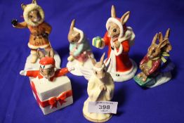 SIX ROYAL DOULTON BUNNYKINS FIGURES, TO INCLUDE 'FATHER CHRISTMAS BUNNYKINS', 'CHRISTMAS SURPRISE