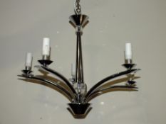 THREE BOXED MODERN FIVE BRANCH PENDANT LIGHT FITTINGS