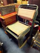 SEVEN VINTAGE METAL STACKING CHAIRS A/F