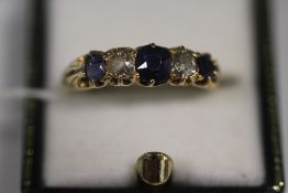 AN 18CT SAPPHIRE AND DIAMOND RING, approx weight 3.8g, ring size U
