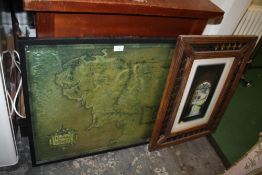 A LORD OF THE RINGS MAP OF MIDDLE EARTH, TOGETHER WITH A PRINT (2)