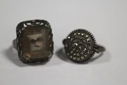 TWO VINTAGE SILVER DRESS RINGS