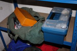 A TOOLBOX AND CONTENTS TOGETHER WITH A BAG OF TOOLS ETC.
