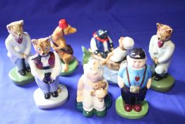 THREE WADE CATKINS FIGURES TOGETHER WITH TWO WIND IN THE WILLOWS FIGURES AND TWO OTHERS (7)