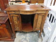 AN EDWARDIAN ROSEWOOD INLAID CHIFFONIER BASE H-97 CM W-84 CM
