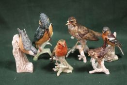 SIX SMALL GOEBEL MATT FINISH BIRD FIGURES