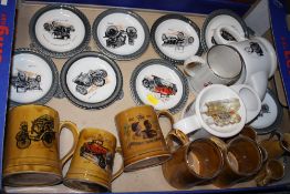 A TRAY OF WADE 'VETERAN CARS' CERAMICS ETC.