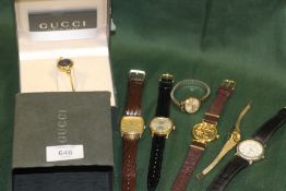 A COLLECTION OF VINTAGE AND MODERN WRISTWATCHES TO INCLUDE A BOXED GUCCI STYLE EXAMPLE