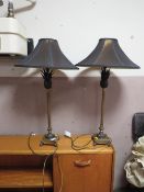 A PAIR OF MODERN PINEAPPLE TABLE LAMPS WITH SHADES H- 79 CM (OVERALL)