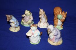 SIX ROYAL ALBERT BEATRIX POTTER FIGURES TO INCLUDE 'LADY MOUSE MADE A COURTESY' 'NO MORE TWIST', '