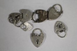 EIGHT SILVER HEART LOCK CHARM BRACELET FASTENERS