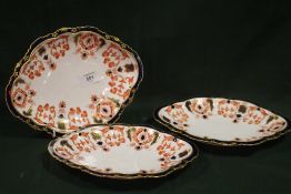THREE ROYAL CROWN DERBY SCALLOPED EDGE DISHES
