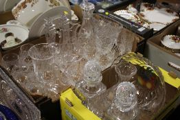 TWO BOXES OF CUT GLASS TO INCLUDE STUART CRYSTAL, ROYAL BRIERLEY ETC