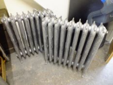 TWO CAST DECORATIVE RADIATORS - IN SILVER WITH ACANTHUS MOULDED DETAIL ALL OVER H- 77 CM W-73 CM (