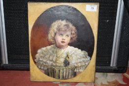 A GILT FRAMED OIL ON CANVAS OF A PORTRAIT STUDY OF A YOUNG GIRL SIGNED LOWER RIGHT
