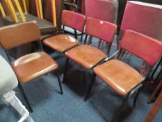 A SET OF 4 MODERN TAN LEATHER DINING CHAIRS