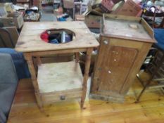 AN ANTIQUE PINE POT CUPBOARD