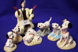 A SET OF 7 BOXED ROYAL DOULTON DISNEY'S 101 DALMATIANS CERAMIC FIGURES