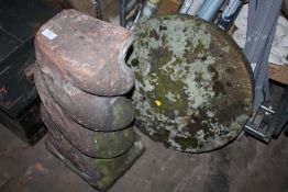 A LARGE STONE GARDEN MUSHROOM WITH TWIST STEM