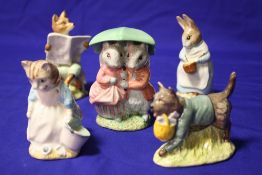 FIVE ROYAL ALBERT BEATRIX POTTER FIGURES - IN INCLUDE FOXY READING JOHN JOINER