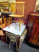 A RETRO FORMICA TOPPED TABLE WITH TWO CHAIRS AND ANOTHER CHAIR (4)