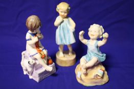 THREE ROYAL WORCESTER FIGURES, COMPRISING 'SATURDAYS CHILD', 'SUNDAYS CHILD' AND 'ONLY ME'