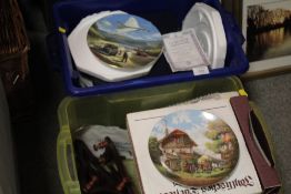 TWO BOXES OF COLLECTORS PLATES TO INCLUDE COALPORT AND WEDGWOOD EXAMPLES