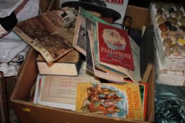 A BOX OF VINTAGE BOOKS, MAGAZINES AND EPHEMERA
