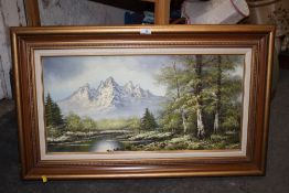 A MODERN OIL ON CANVAS OR A RIVER SCENE