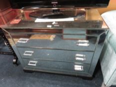 A MODERN LAURA ASHLEY MIRRORED THREE DRAWER CHEST, H 80 cm, W 101 cm